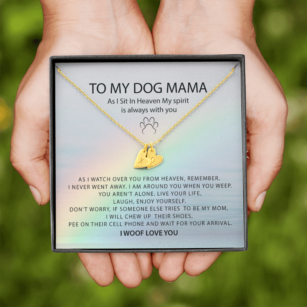 To My Dog Mama As I Sit In Heaven | Personalized Rainbow Bridge Dog Necklace | Loss of Dog Memorial Gift | Dog Loss Gift | Pet Memorial Necklace Gift