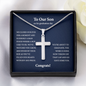 Personalized To Our Son on his Graduation Day Cross Necklace Gift | Gift from Mom | Graduation Gift from Dad | Graduation Gift from Parents