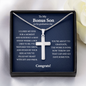 Personalized To My Bonus Son on his Graduation Day Cross Necklace Gift | Gift from Step Mom/ Bonus Mom | Gift from Step Dad/ Bonus Dad | Gift for Step Son