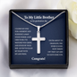 Personalized To My Little Brother on his Graduation Day Cross Necklace Gift | Gift from Sister | Graduation Gift from Brother | Graduation Gift from your Siblings
