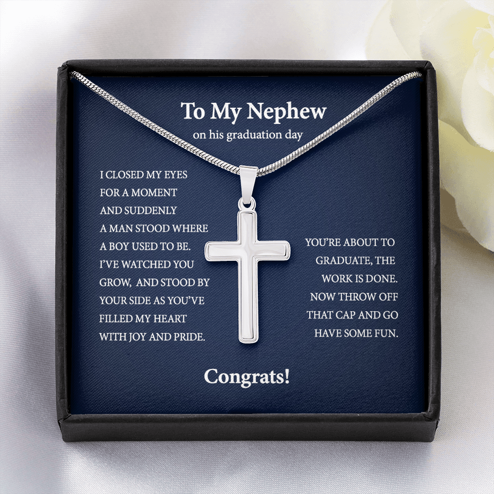 Personalized To My Nephew on his Graduation Day Cross Necklace Gift | Gift from your Aunt | Graduation gift from Aunt