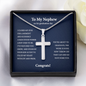 Personalized To My Nephew on his Graduation Day Cross Necklace Gift | Gift from your Aunt | Graduation gift from Aunt