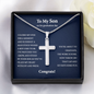 Personalized To My Son on his Graduation Day Cross Necklace Gift | Gift from Mom | Graduation Gift from Dad | Gift for my Son