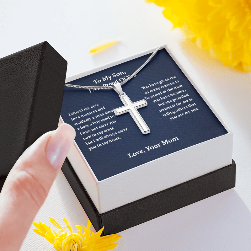 Gifts for Son Personalized Cross Necklace, Birthday Gifts For Son, From MomTo Son, Gifts To Son From Mom, Graduation Gifts