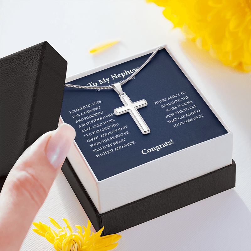 Personalized To My Nephew on his Graduation Day Cross Necklace Gift | Gift from your Aunt | Graduation gift from Aunt