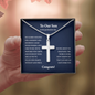Personalized To Our Son on his Graduation Day Cross Necklace Gift | Gift from Mom | Graduation Gift from Dad | Graduation Gift from Parents