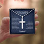 Personalized To Our Grandson on his Graduation Day Cross Necklace Gift | Graduation Gift from Grandparents | Gift to Grandson from your Grandparents