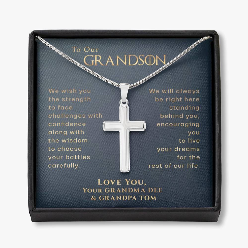 To Our Grandson Custom Communion Cross Necklace