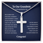 Personalized To Our Grandson on his Graduation Day Cross Necklace Gift | Graduation Gift from Grandparents | Gift to Grandson from your Grandparents