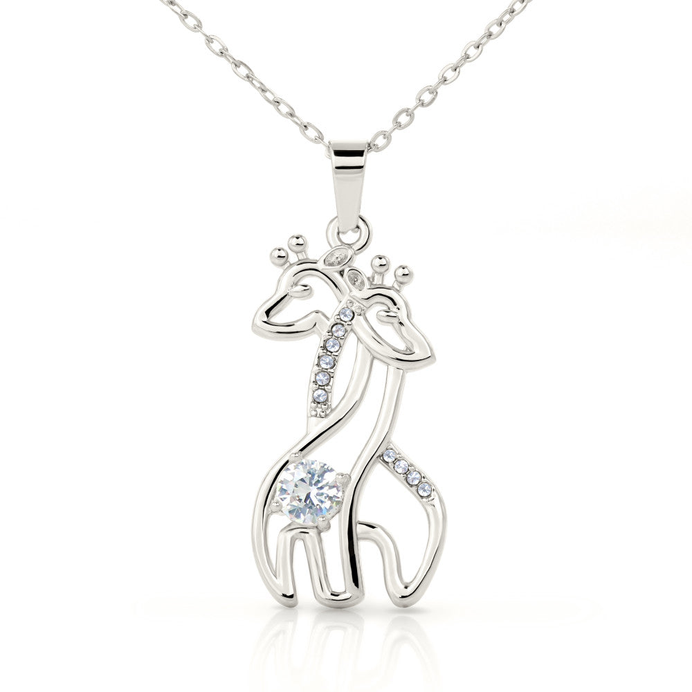 Maman Joyeux Noel Je T’aime La Bosse Giraffe Necklace, Christmas Gift for Future Mom