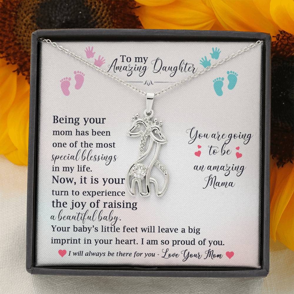 New Mom Gift for Daughter Giraffe Necklace | Pregnant Gift for First Time Mom | Gift for Mama to be Gift