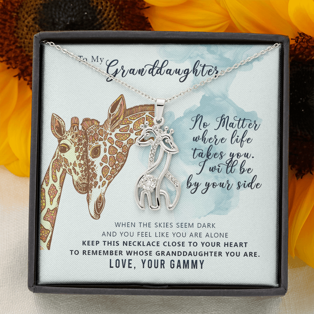 To My Granddaughter From Your Gammy I Will Always Be By Your Side Giraffe Necklace | Granddaughter Birthday, Graduation Necklace Gift