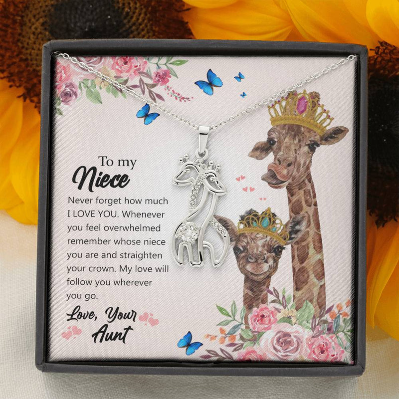 To My Niece, Straighten Your Crown Giraffe Necklace