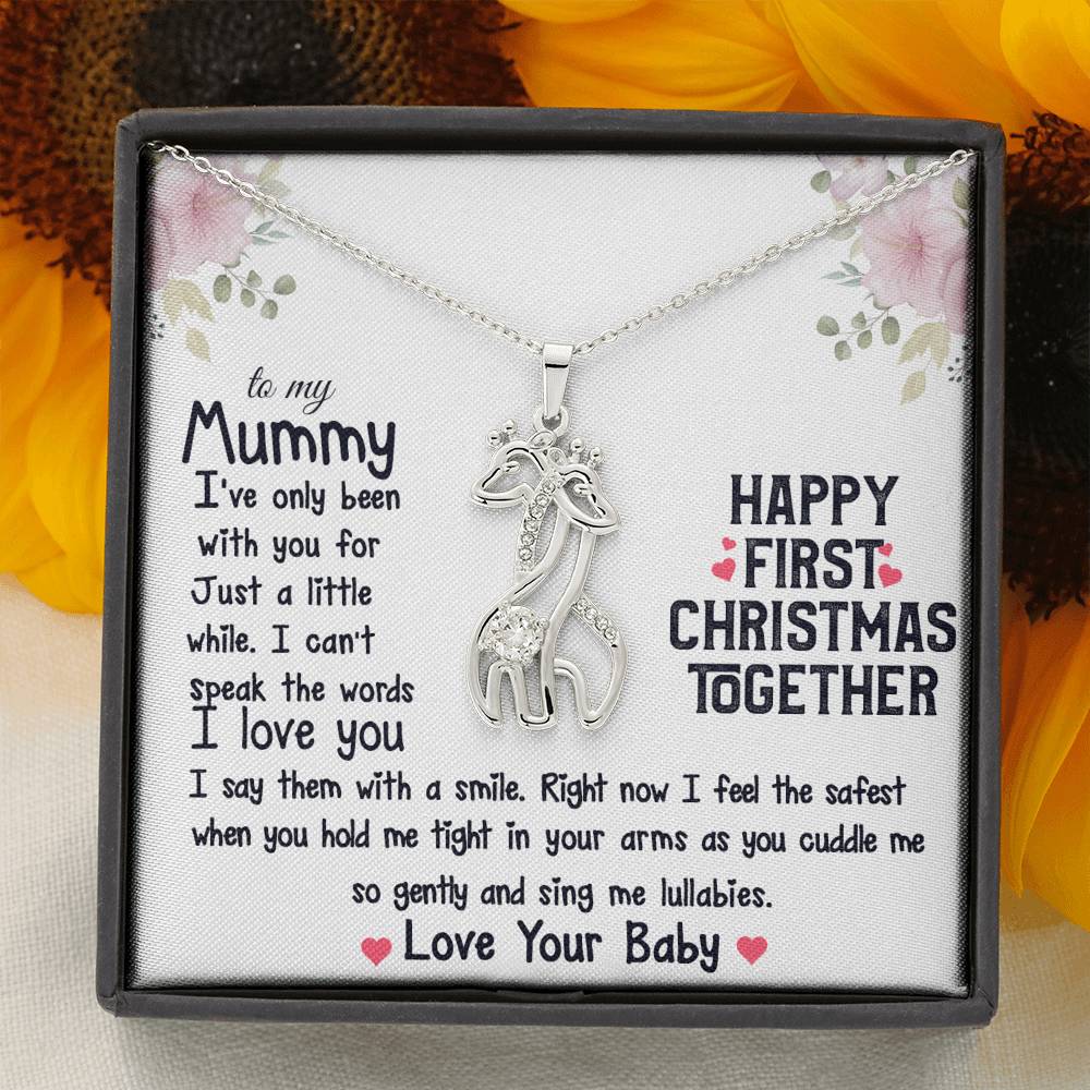 To My Mummy From Baby Happy First Christmas Together Giraffe Necklace | New Mummy, First Time Mom Gift, New Mom Gift Jewelry, Gift for New Mom Necklace,
