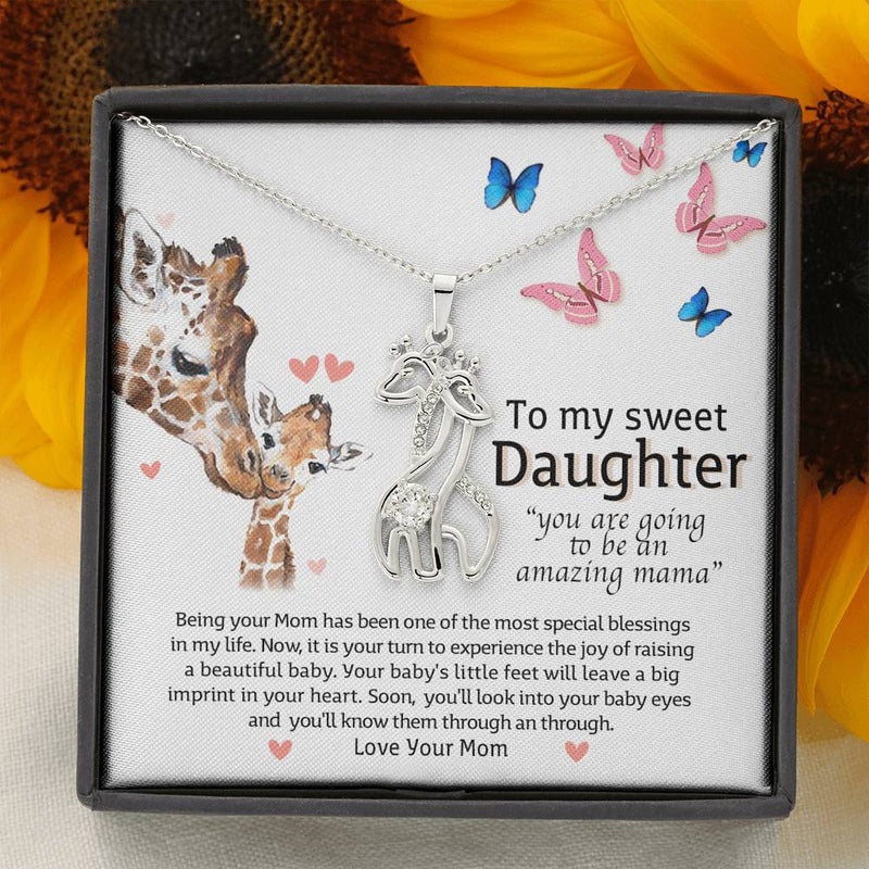 To My Daughter, You Are Going To Be An Amazing Mama | New Mom Gift for Daughter Giraffe Necklace | Pregnant Gift for Daughter | Mama to be Gift