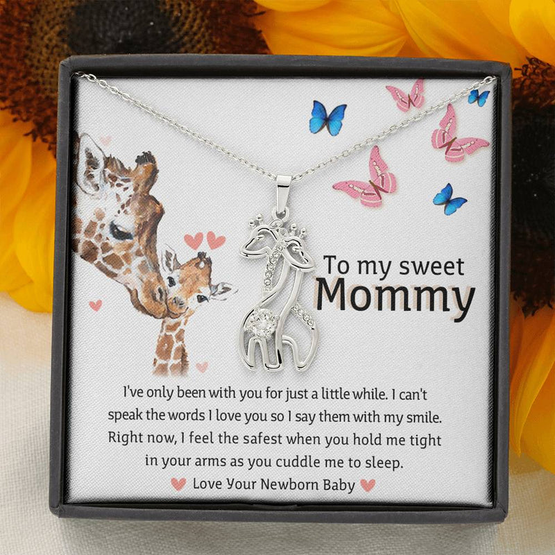 To My Mommy, Newborn Baby Giraffe Necklace | Gift for New Mommy, First Time Mom, Push Present | New Mom Necklace