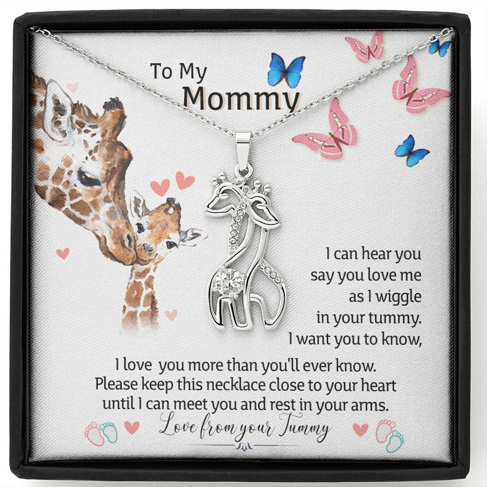 To My Mommy, Love From Your Tummy Giraffe Necklace