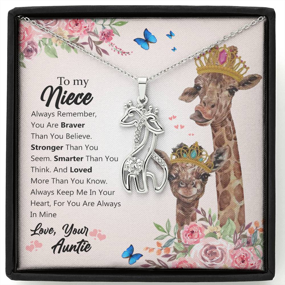 To My Niece You Are Braver Than You Believe Giraffe Necklace