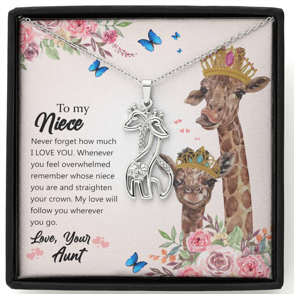 To My Niece, Straighten Your Crown Giraffe Necklace
