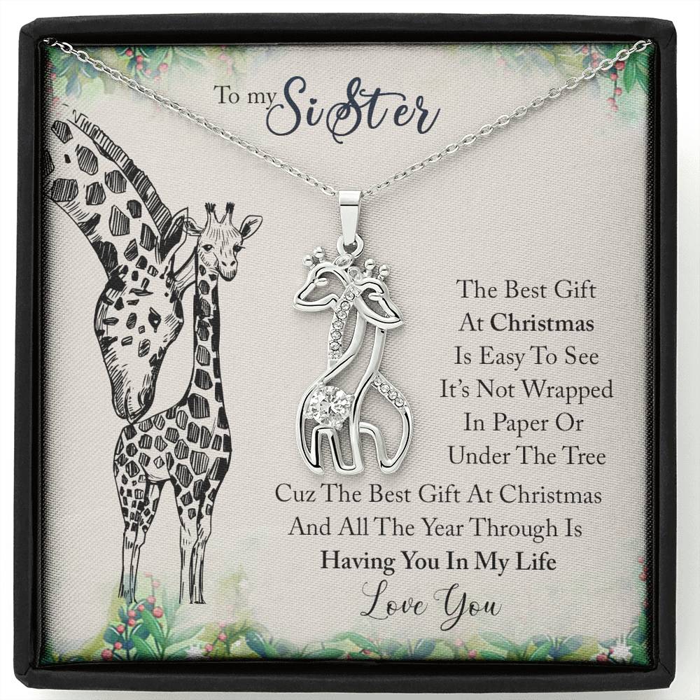 To My Sister Christmas Appreciation Giraffe Necklace