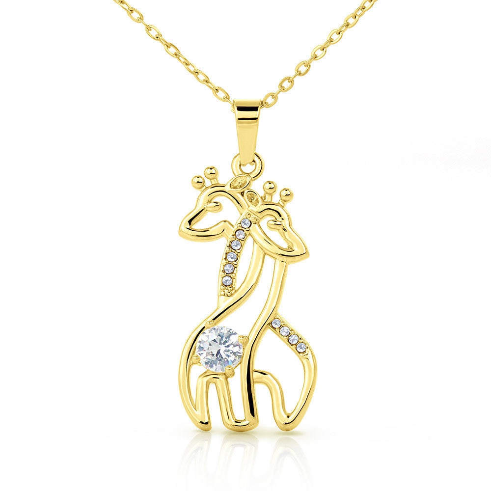 Maman Joyeux Noel Je T’aime La Bosse Giraffe Necklace, Christmas Gift for Future Mom