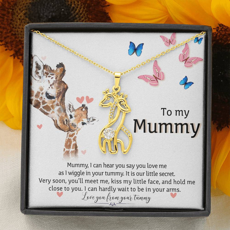 To My Mummy, I Love Your From Your Tummy Giraffe Necklace | Pregnancy Gift for Mommy | Gift for Mommy from Baby Bump | Mom Necklace Jewelry