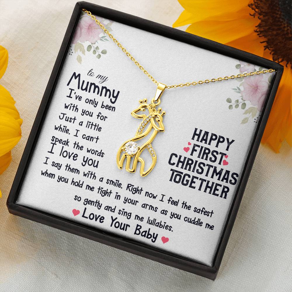 To My Mummy From Baby Happy First Christmas Together Giraffe Necklace | New Mummy, First Time Mom Gift, New Mom Gift Jewelry, Gift for New Mom Necklace,
