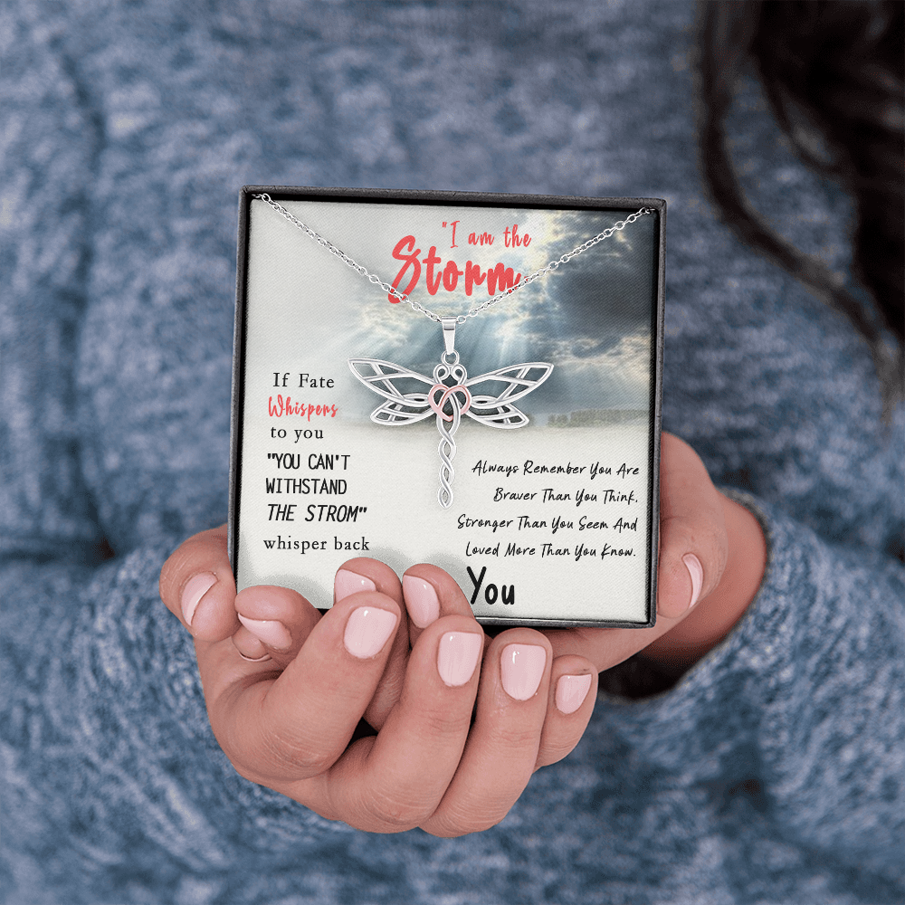 I am the Storm Dragonfly Necklace | Be the Storm Warrior Necklace | Gift for Her | Strength Necklace