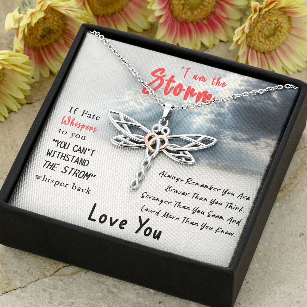 I am the Storm Dragonfly Necklace | Be the Storm Warrior Necklace | Gift for Her | Strength Necklace