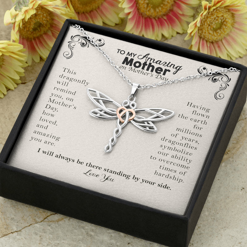 To My Amazing Mother On Mother's Day Dragonfly Necklace | Message From Son, Daughter To Mom on Mother's Day