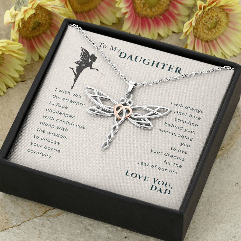 To My Daughter Live Your Dreams Dragonfly Necklace from Dad | To Daughter From Dad Gift | Daughter Gift from Dad, To My Daughter, Daughters Birthday, Unique, Grown Up Daughter