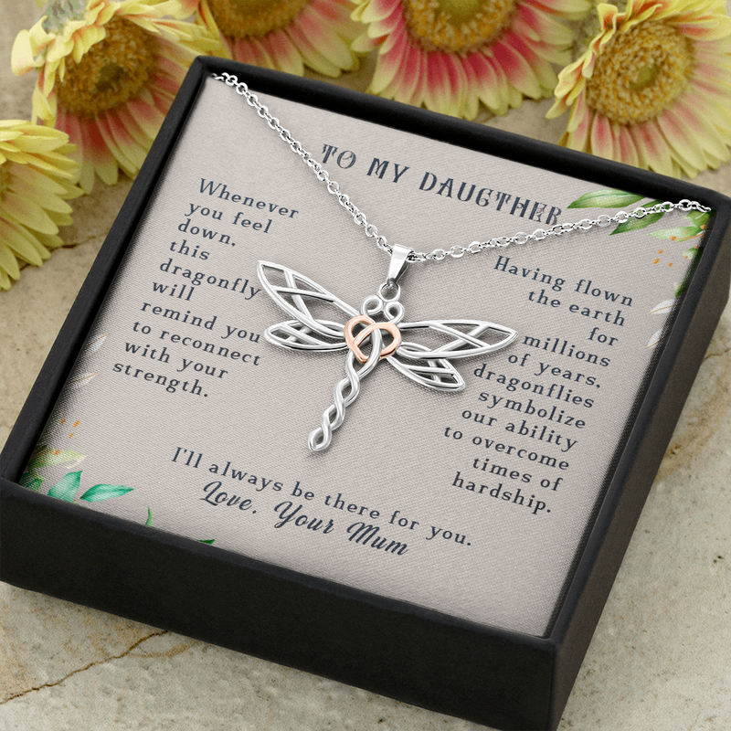 To My Daughter Believe In Yourself Dragonfly Necklace | Gift for Daughter from Mum | Christmas, Birthday Gift