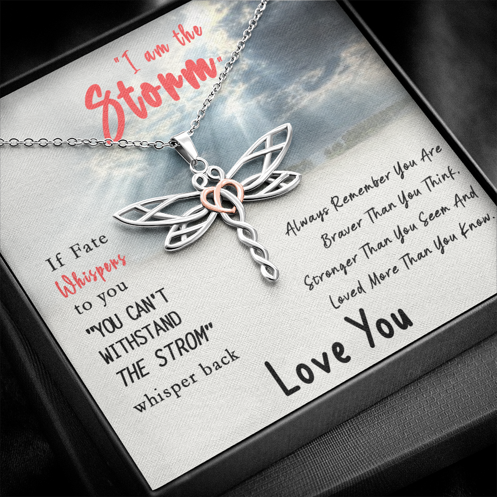 I am the Storm Dragonfly Necklace | Be the Storm Warrior Necklace | Gift for Her | Strength Necklace
