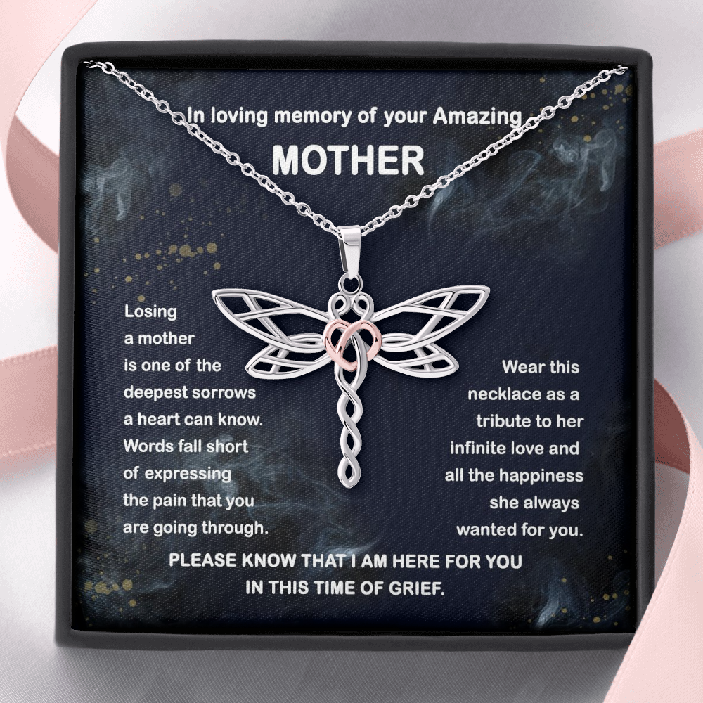 Mom Memorial Dragonfly Necklace | Loss of Mother Gift | Mother Loss Sympathy Gift | Mother Loss Sympathy Gift