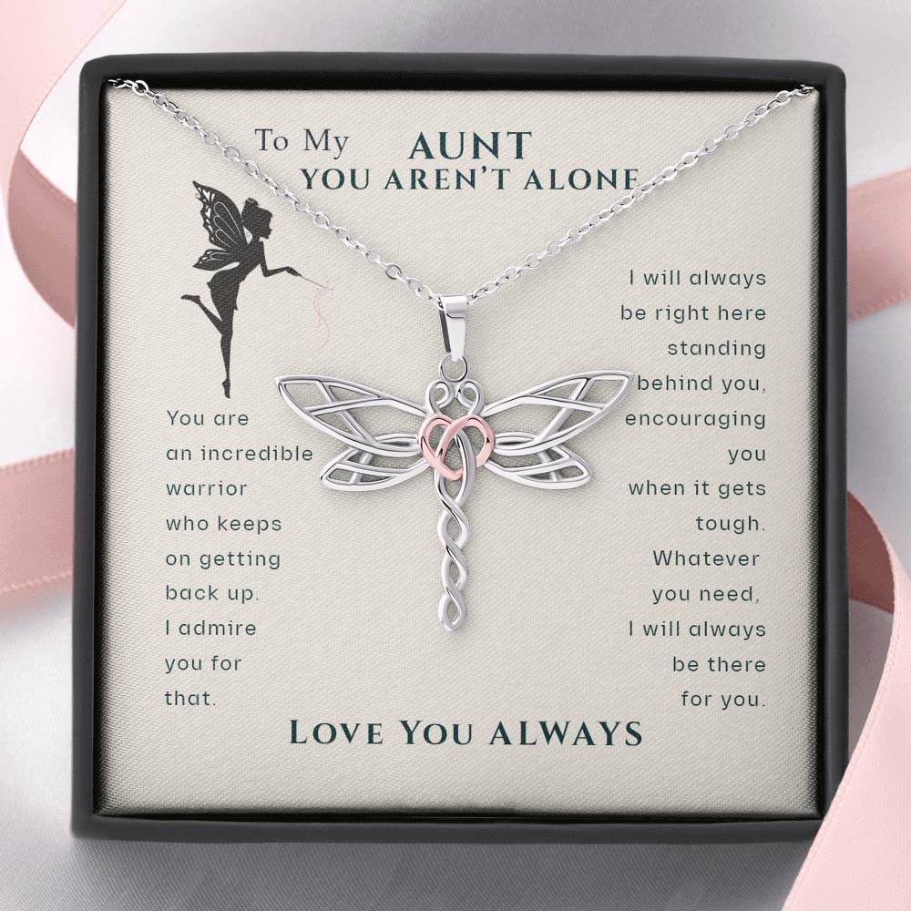 To My Aunt, You Aren't Alone Cancer Support Necklace | Surgery, Cancer Patient, Sick Friend Gift, Care Package