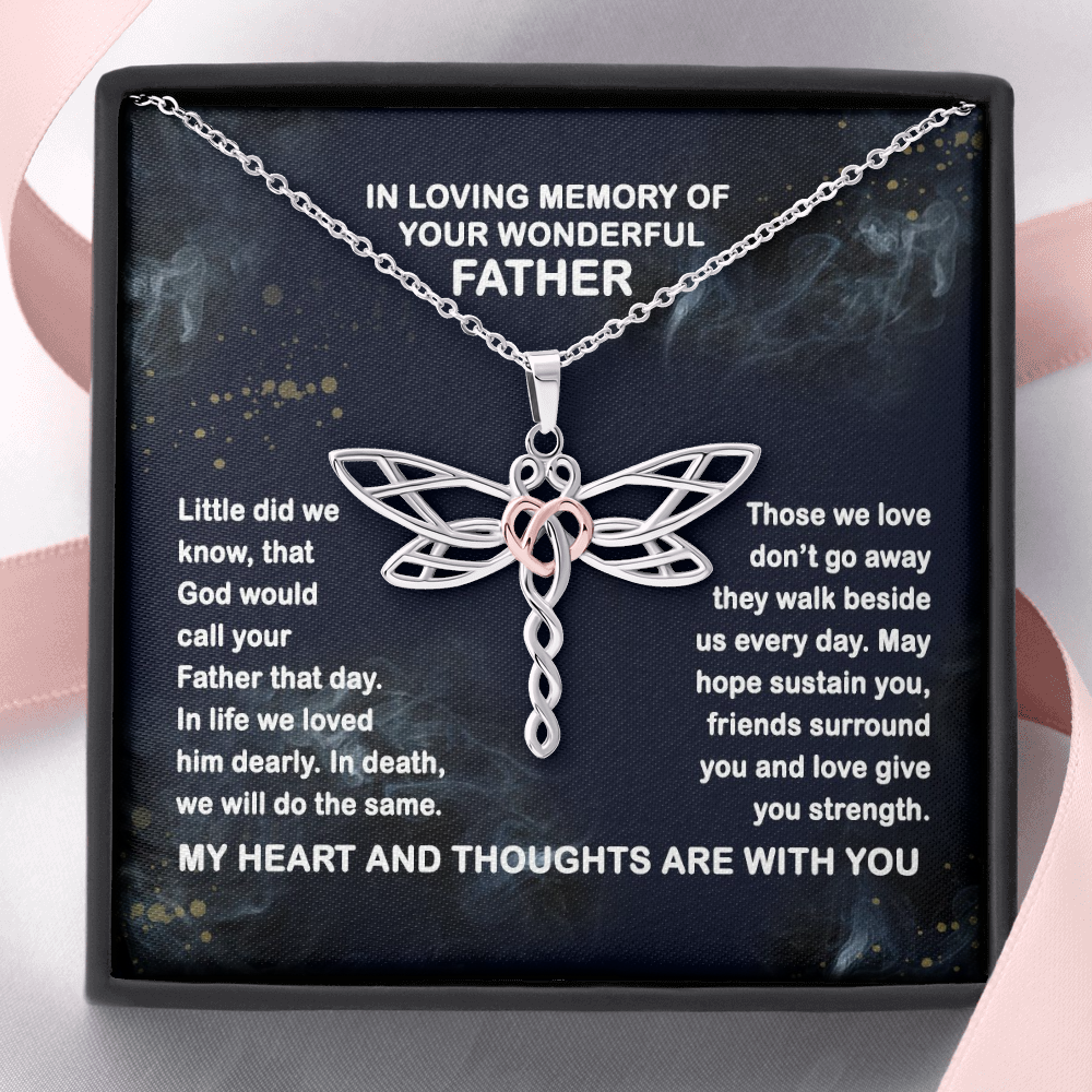 In Memory Of Your Dad Dragonfly Necklace, Grief Gift, Sympathy Gift, Dad Remembrance Necklace, Dad Memorial Gift, Gift for Daughter, Bereavement Keepsake Condolence
