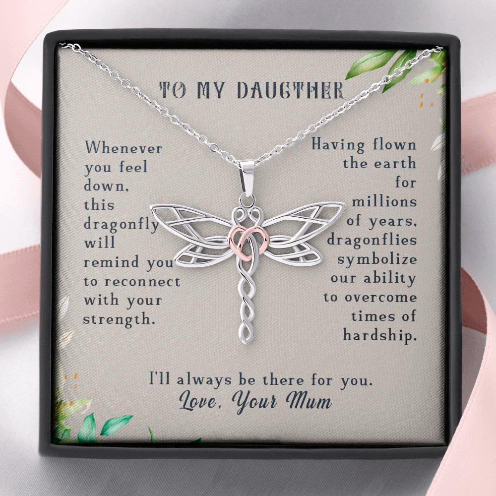 To My Daughter Believe In Yourself Dragonfly Necklace | Gift for Daughter from Mum | Christmas, Birthday Gift