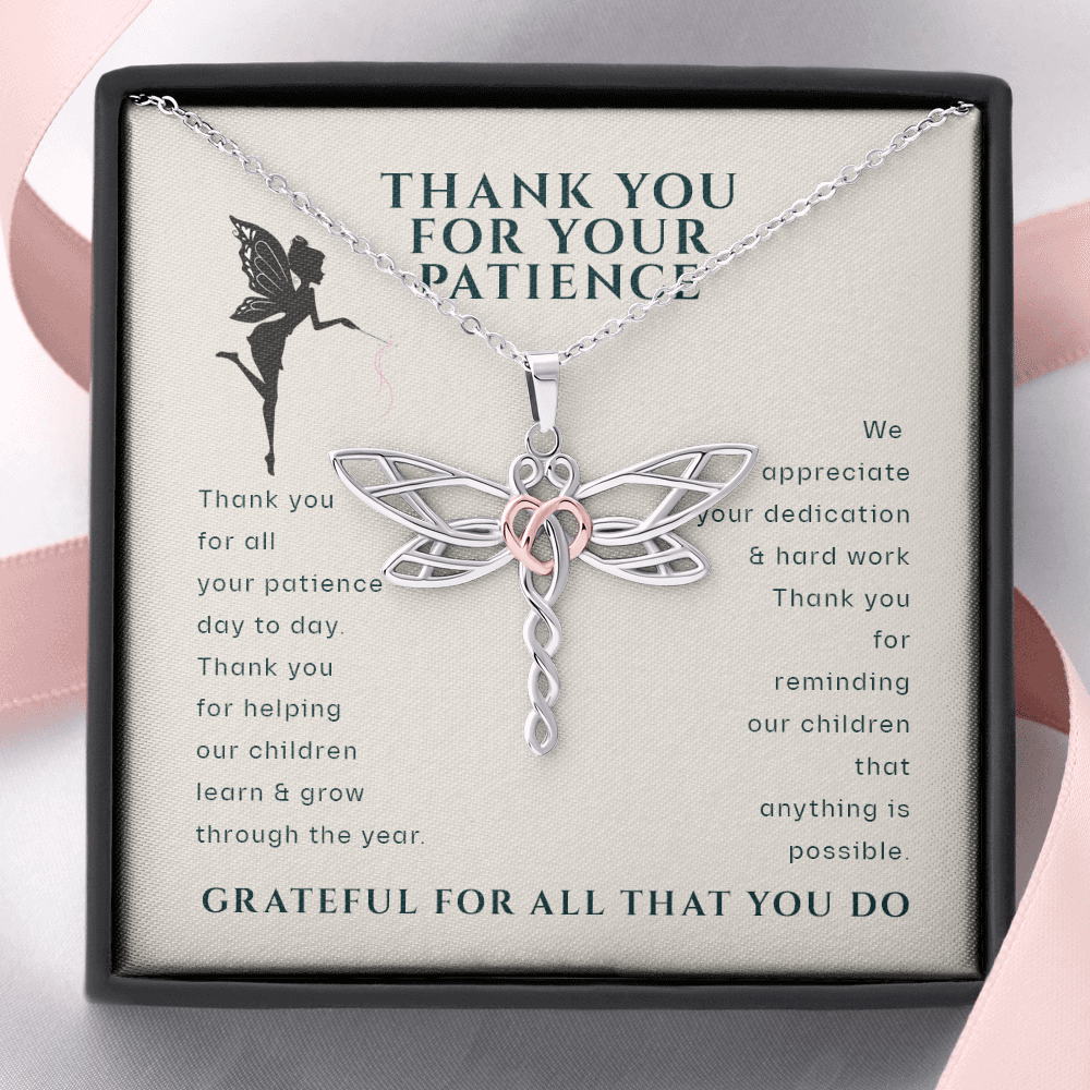 Daycare Teacher Dragonfly Necklace Gift, Babysitter Gift, Nanny Gift, Preschool Teacher Gift, Gift for Babysitter, Gift for Caregiver, Thank You Gift