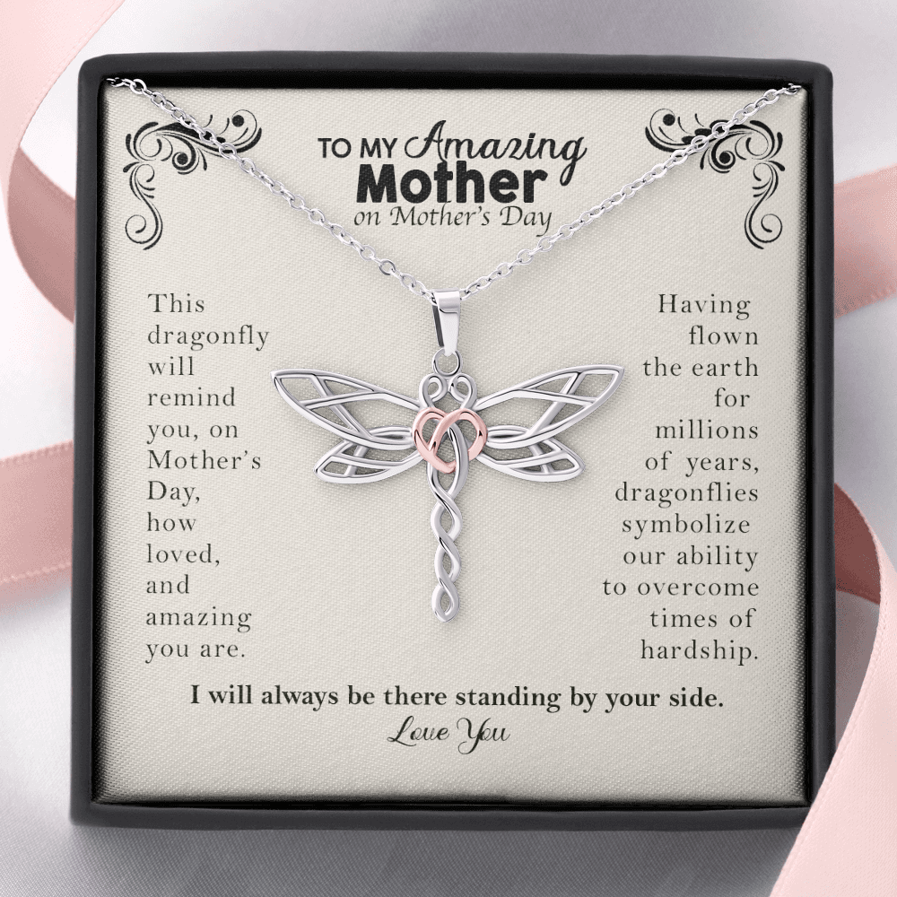 To My Amazing Mother On Mother's Day Dragonfly Necklace | Message From Son, Daughter To Mom on Mother's Day