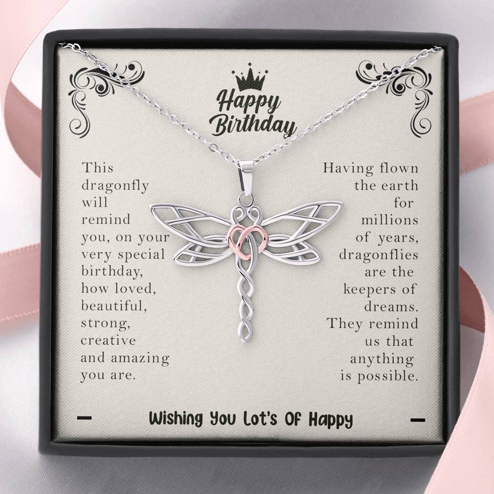 Happy Birthday "You Are Loved" Dragonfly Necklace