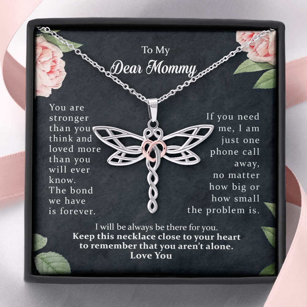 To My Dear Mommy Dragonfly Necklace | Gift to Mom from Daughter / Son | Mother's Day Gift for Mother