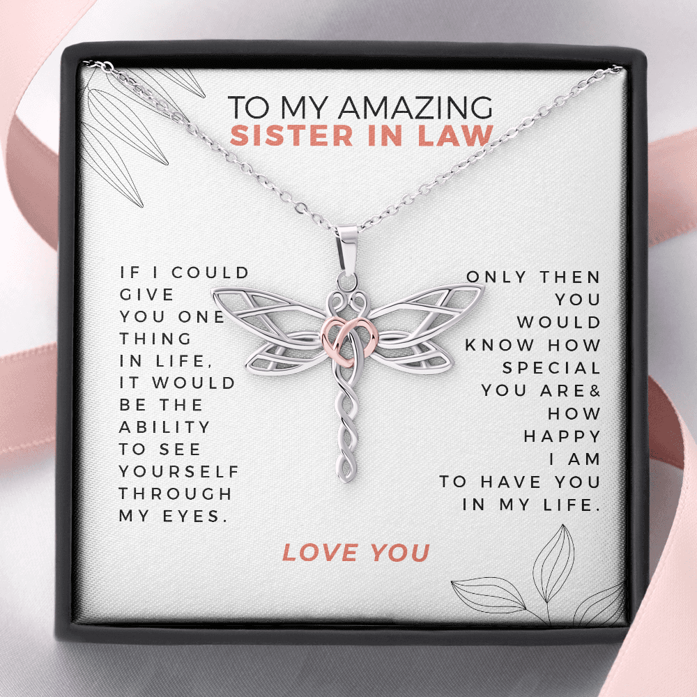 To My Amazing Sister In Law Dragonfly Necklace | Gift for Sister In Law | Sister In Law Birthday, Graduation, Wedding, Christmas Gift