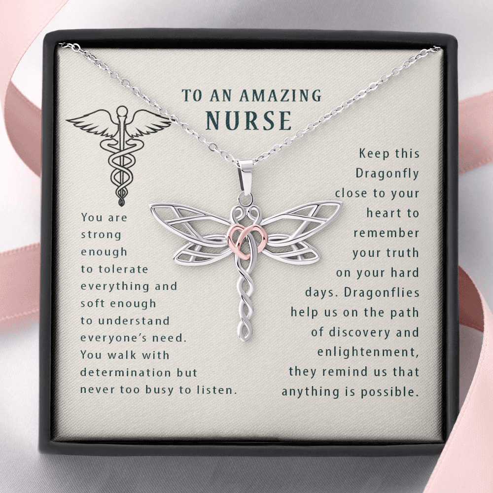 To An Amazing Nurse Graduation Gift Dragonfly Necklace | New Nurse | Nursing Graduation Gift Necklace | Nursing Student Gift