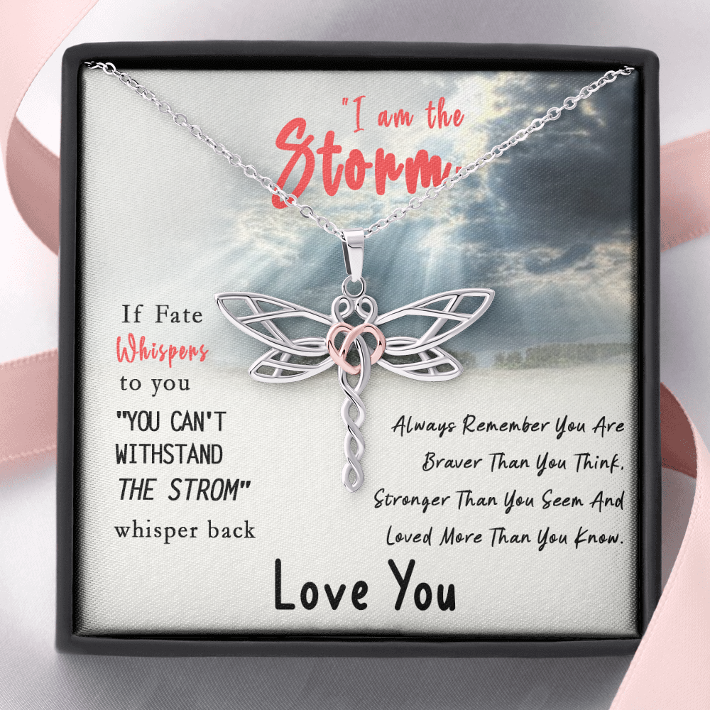 I am the Storm Dragonfly Necklace | Be the Storm Warrior Necklace | Gift for Her | Strength Necklace
