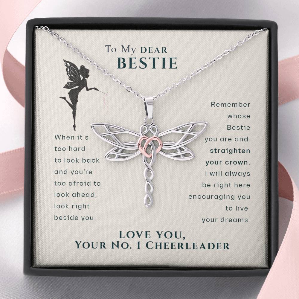 To My Dear Bestie Remember Whose Best You Are Dragonfly Necklace | Best Friend Necklace, Best Friends Forever