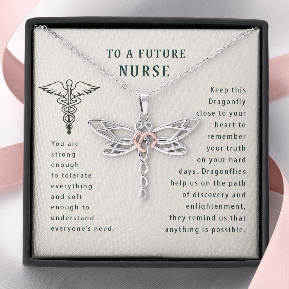 To A Future Nurse Dragonfly Necklace | Nursing Student Gift