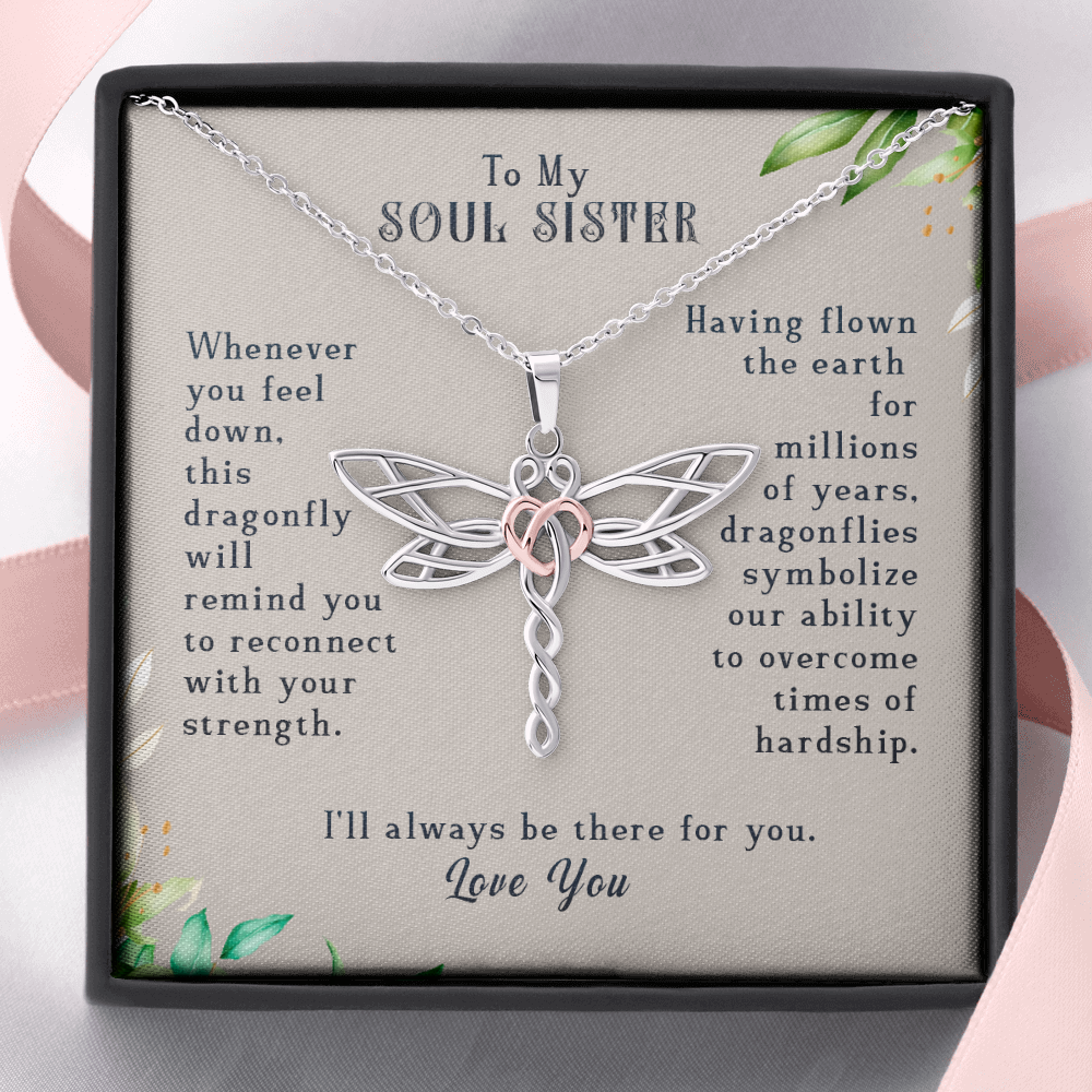 To My Soul Sister, I Will Always Be There For You Dragonfly Necklace | BFF Necklace, Best Friend Gift, Long Distance, Friends Forever