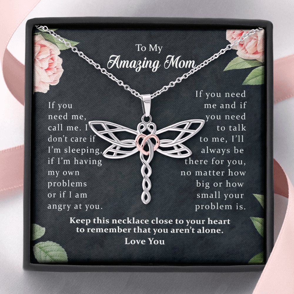 To My Amazing Mom Dragonfly Necklace | Gift to Mom from Daughter / Son | Mother's Day Gift for Mother