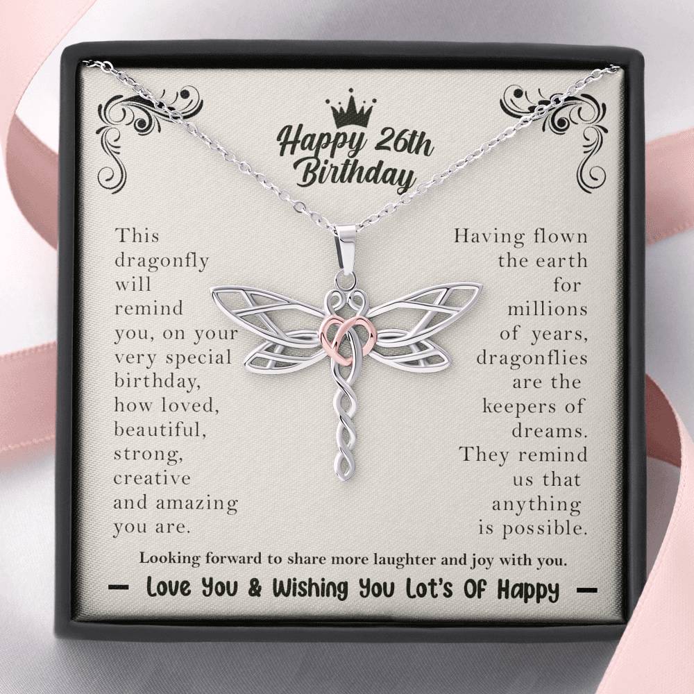 26th birthday dragonfly necklace | Happy 26th Birthday Gift for her |  For your best friend, daughter, sister, niece, cousin, on her 26th birthday