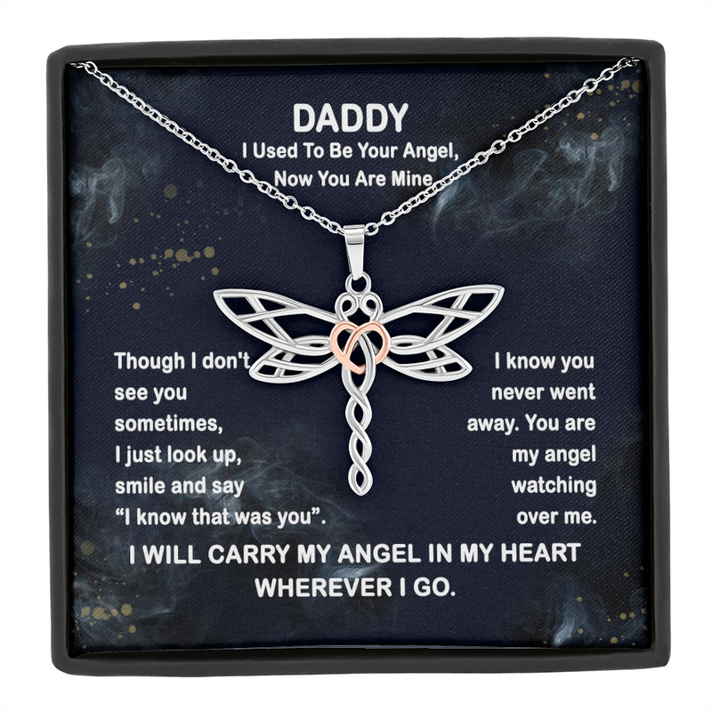 Daddy’s Girl Memorial Dragonfly Necklace, From Your Dad In Heaven Grief Gift, Sympathy Gift, Dad Remembrance Necklace, Dad Memorial Gift, Keepsake Condolence